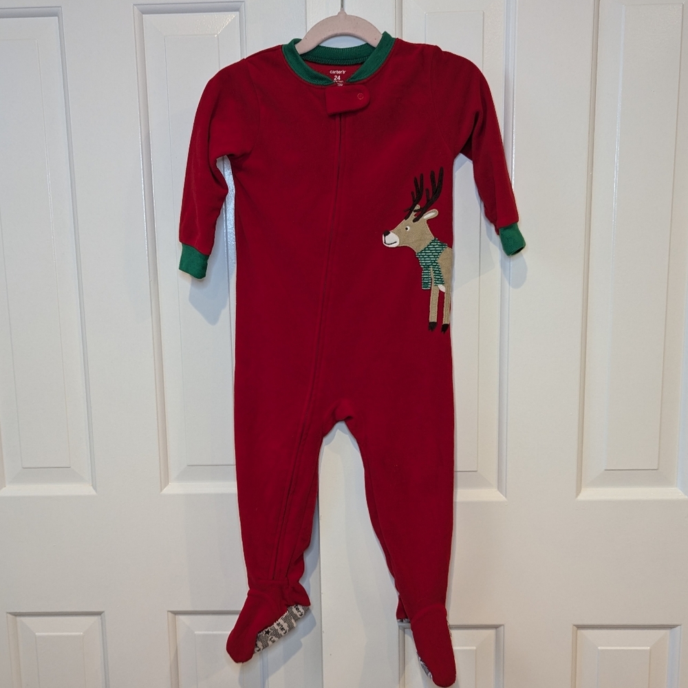 Carter’s Footie Pajamas size 24 months red with reindeer